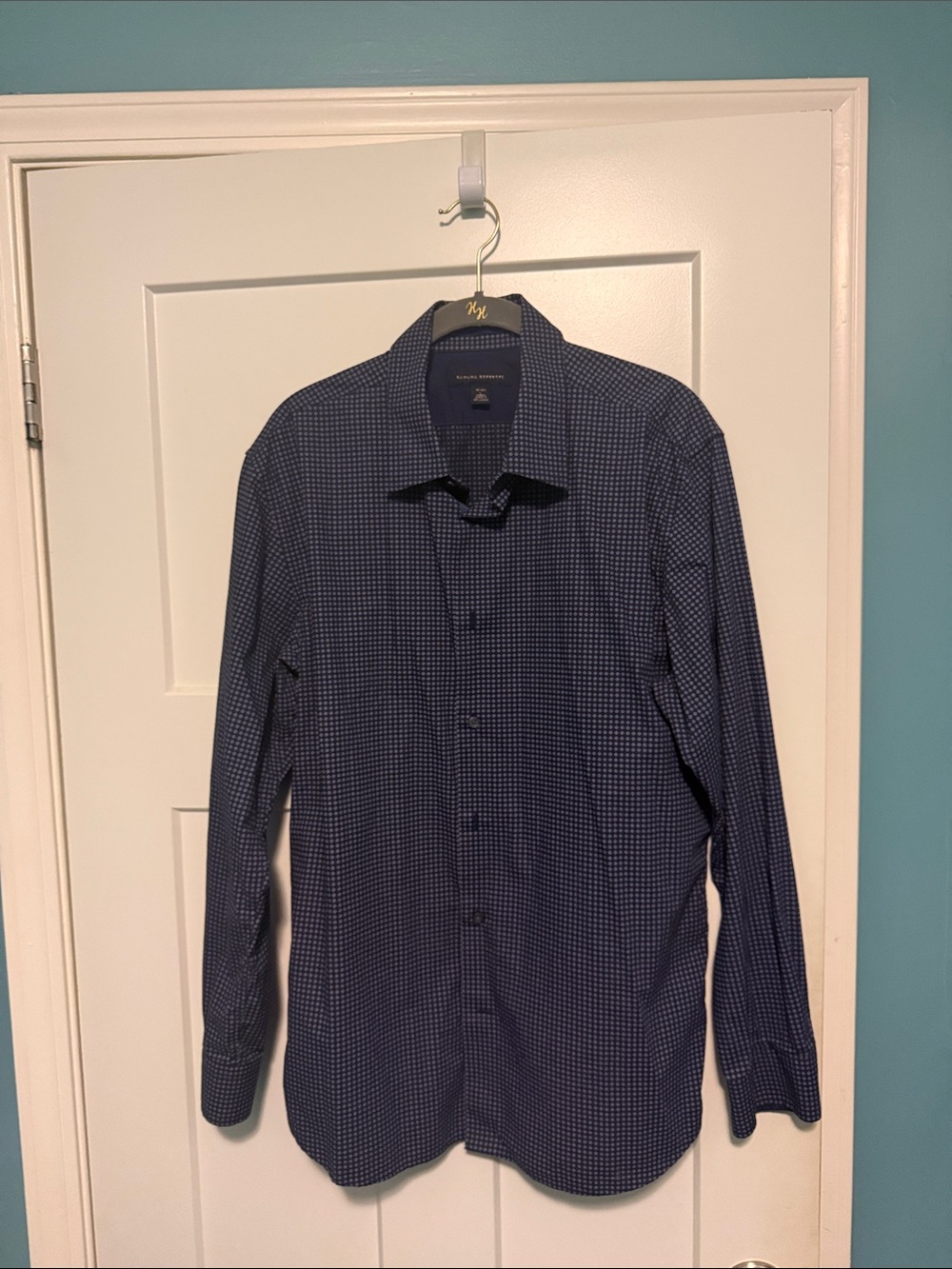 Banana Republic Navy Micro-Check Dress Shirt